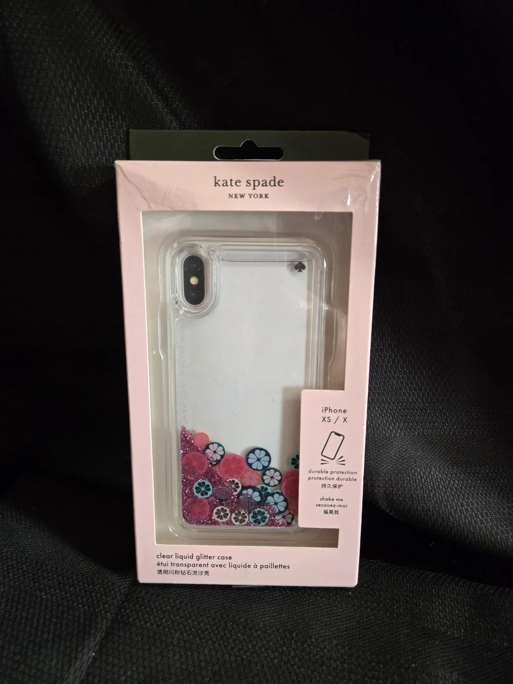 kate spade Pink Clear Liquid Glitter iPhone Case for iPhone XS / X